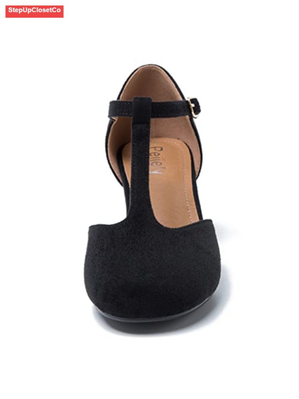 Women's T-Strap Mary Jane Pumps, Block Heel, Closed Toe Dress Shoes with Buckle - Picture 5 of 6